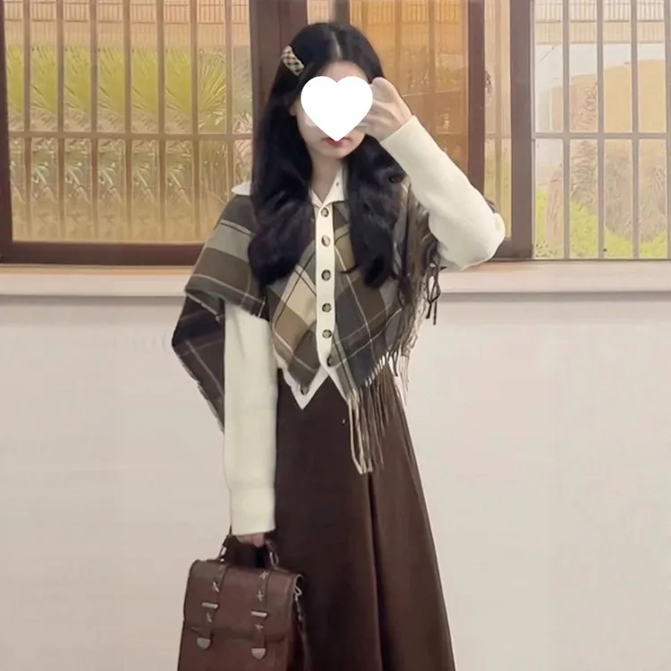 秋冬秋季早秋法式时尚针织假两件拼接显瘦气质减龄年秋