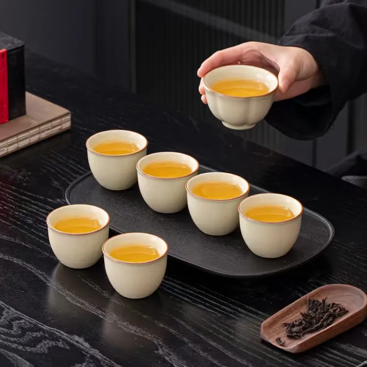 (新人福利)米黄汝窑主人杯单个高档专用茶杯陶瓷单杯家用功夫茶