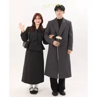 KMZY/KMZY山_山【南洋欧尼】微胖韩女高级灰气场外套+长半裙套装女