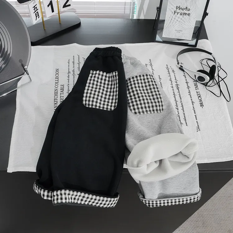 男童加绒裤子冬季新款韩版一体绒长裤宽松儿童潮酷痞帅加绒裤子潮