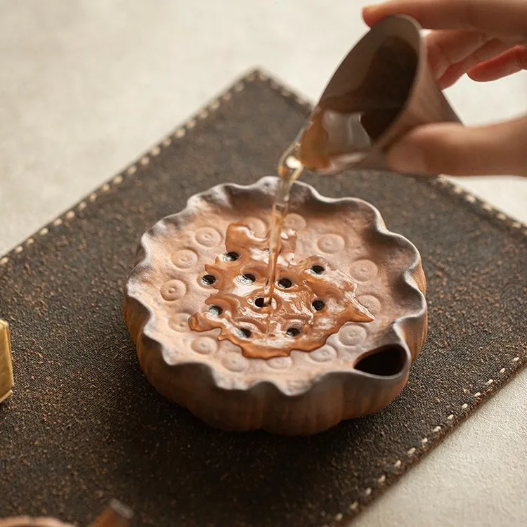 （素）鹰嘴陶瓷莲蓬壶承干泡茶盘个性创意养壶垫功夫茶具茶托家用