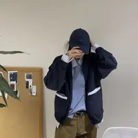 DAB撞色拼接假两件条纹衬衫外套 D059