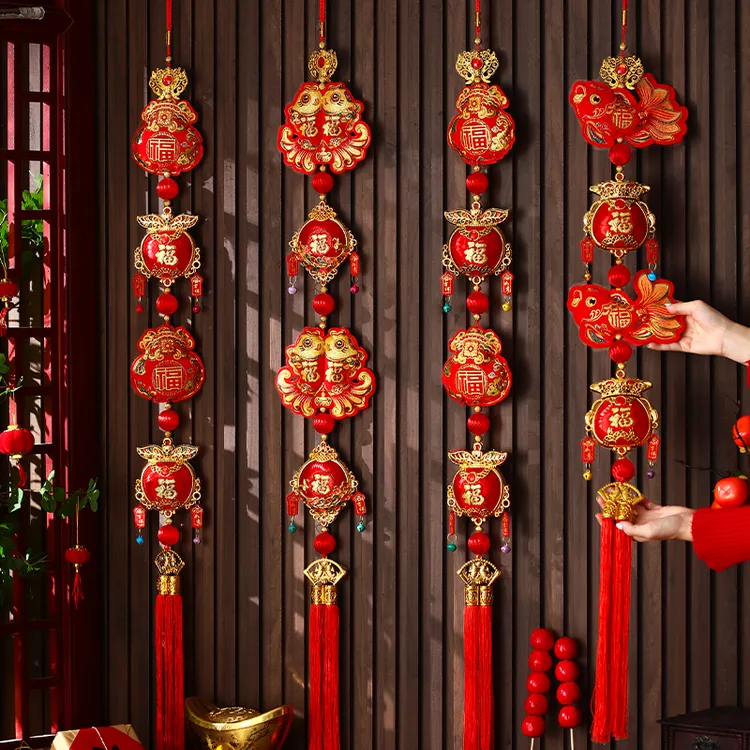 2026马年新年喜庆福鱼钱袋挂饰春节布置过年挂件挂串乔迁之喜装饰
