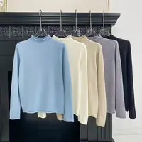 【朵儿studio】卷边半高领针织打底衫内搭上衣针织衫 D719