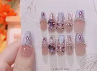 【银河紫焰】纯手工光疗紫色系猫眼显白高级可拆卸穿戴甲美甲贴片