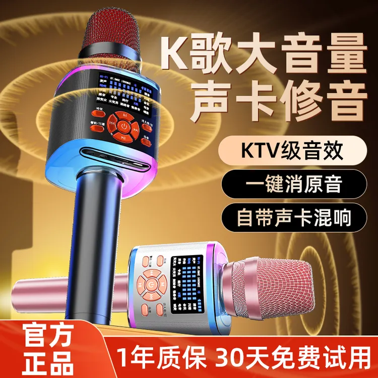 听声者无线蓝牙音响户外k歌专用自带声卡话筒麦克风KTV点歌一体机