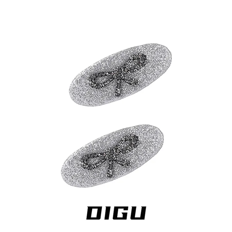 嘀咕家银河甜心超闪镶钻蝴蝶结发夹银色夹子气质甜酷风鸭嘴夹头饰