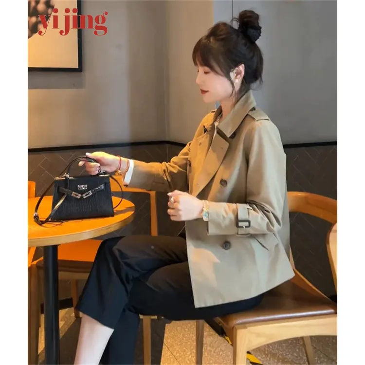 正品高端小个子短版风衣外套女2025年秋季新款休闲 流行高级感上