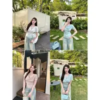 XD麦522139【清风白茶】日系甜妹纯欲蕾丝拼接荡领设计感短袖上衣
