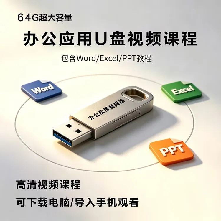 office教学U盘视频可下载零基础到精通全套视频讲解课程学习商品图