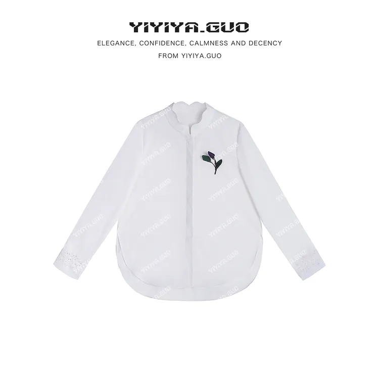 yiyiya.Guo艺艺吖【留白】百搭蕾丝拼接带胸针开衫上衣080070SS52