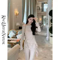 KUN【lu感曲线】穿出好比例 时尚感银丝木耳边飘带屁帘舒适显瘦套装
