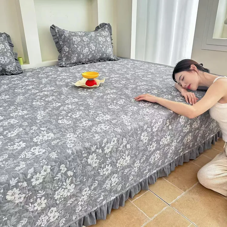 全棉双层纱榻榻米床盖炕毯榻榻米床盖大尺寸炕单炕盖四季通用