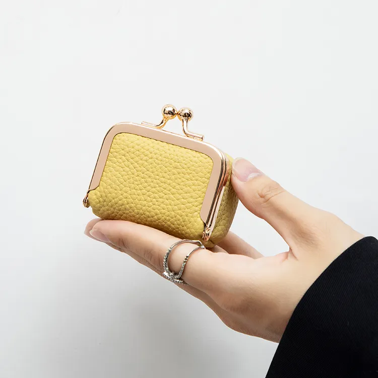 新款真皮小巧口金包钻戒首饰包迷你戒指项链耳环饰品盒硬币零钱包