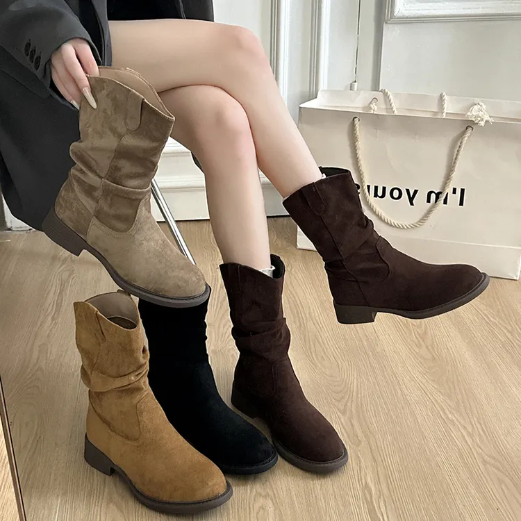 废土风美拉德中筒靴子女2025新款秋西部牛仔堆堆靴勃肯短靴马丁靴