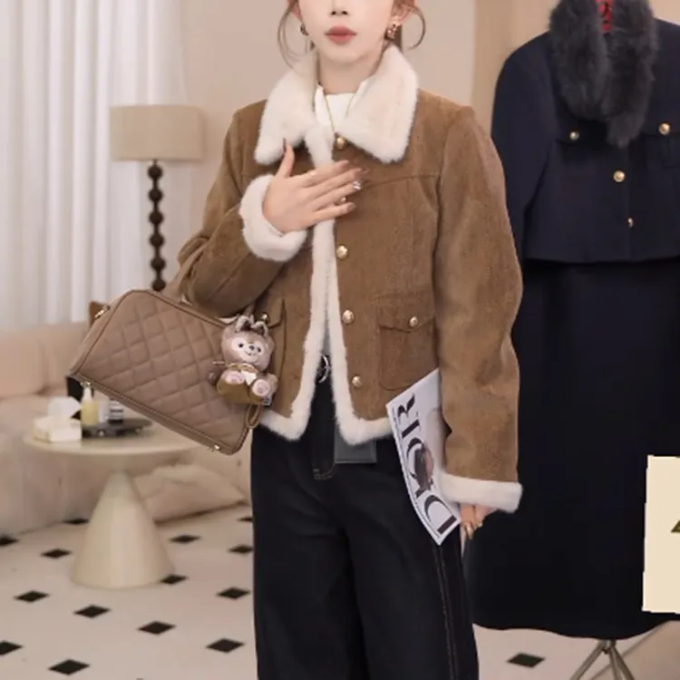 【甜心布蕾】2025冬季新款美拉德短外套保暖白鸭绒羽绒服