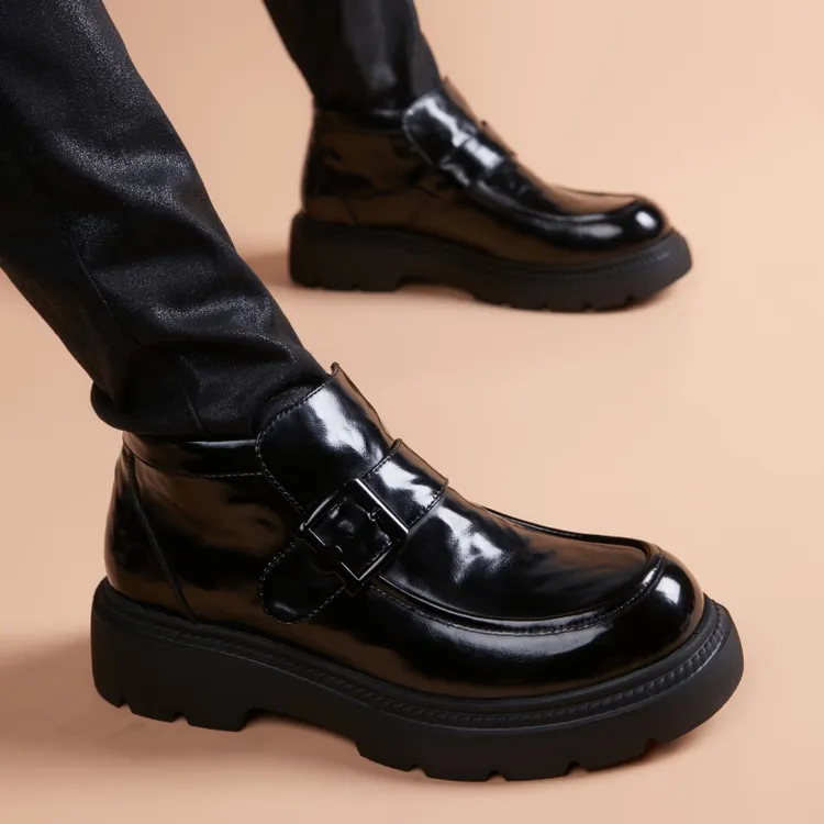 英国『设计师』力荐！高帮厚底休闲皮鞋商务百搭高档内增高正装单鞋