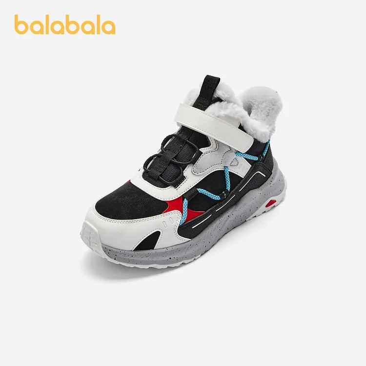 巴拉巴拉童鞋儿童运动靴男儿童女儿童短靴加绒加厚冬靴子耐磨防滑