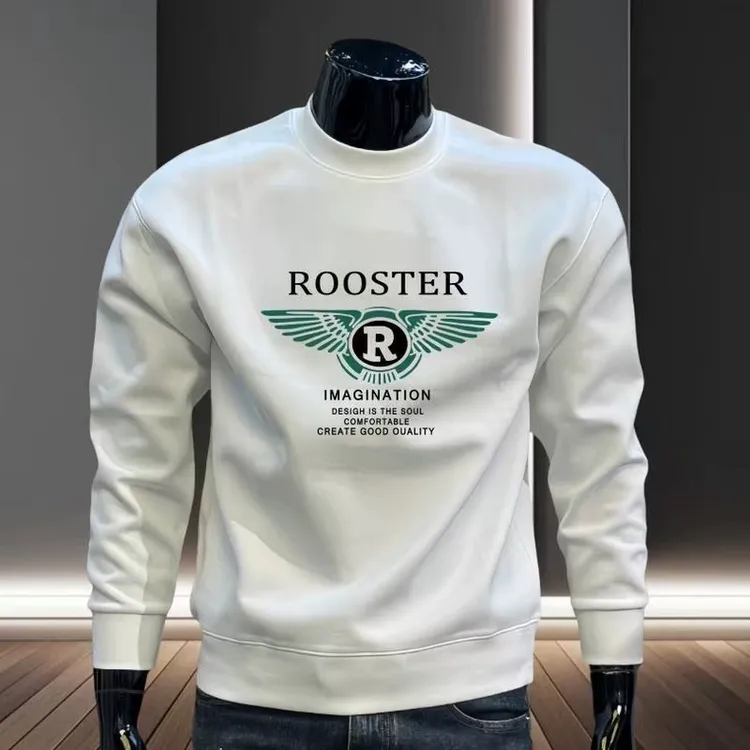 2025男士长袖圆领卫衣修身百搭春秋款休闲时尚网红潮流秋冬加绒