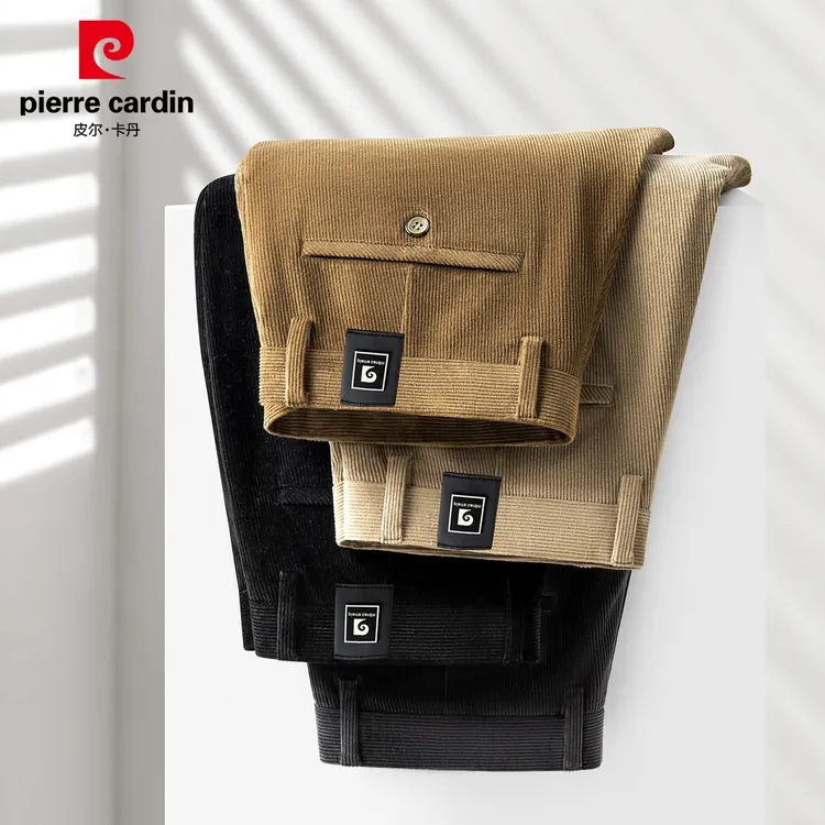 皮尔卡丹灯芯绒西裤男士宽松直筒裤2026年春季新款商务垂感长裤男