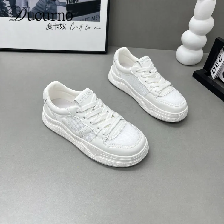 高端厚底小白鞋女2025夏季新款网面透气百搭轻便软底舒适休闲板鞋