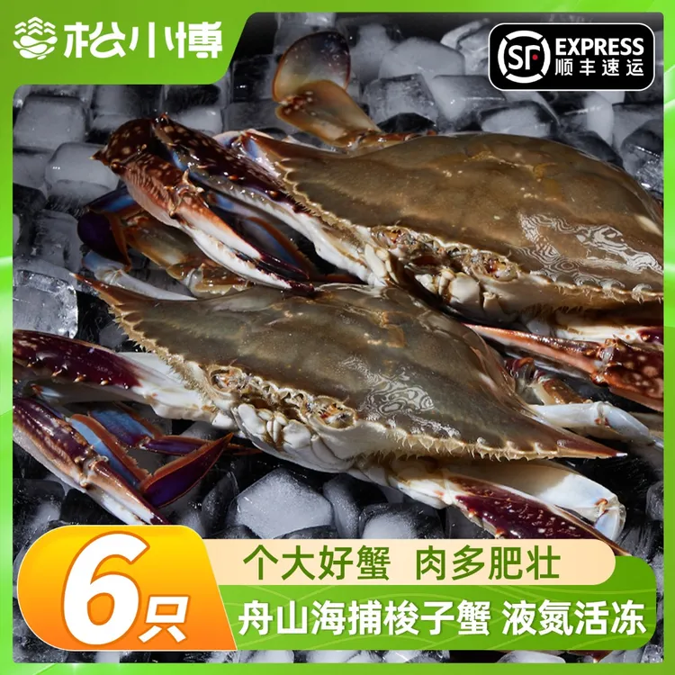 舟山公梭子蟹4-6两6只鲜冻海蟹海鲜3斤飞蟹白公蟹顺丰冷运【冻蟹】