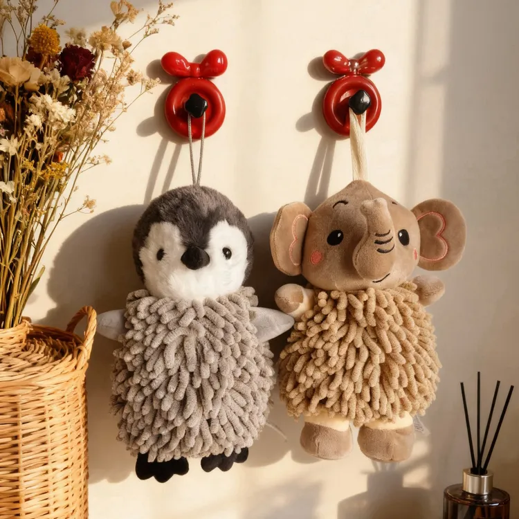 新款卡通企鹅雪尼尔加厚吸水速干可挂式厨房家用擦手巾