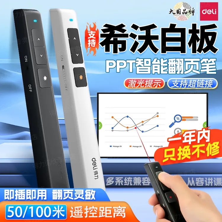 得力2802 PPT电子激光教鞭远程遥控笔USB翻页投影笔会议演讲教学