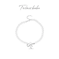 TWINS LULU 镀k金 轻奢名媛风蝴蝶结珠珠项链TSJ9044G