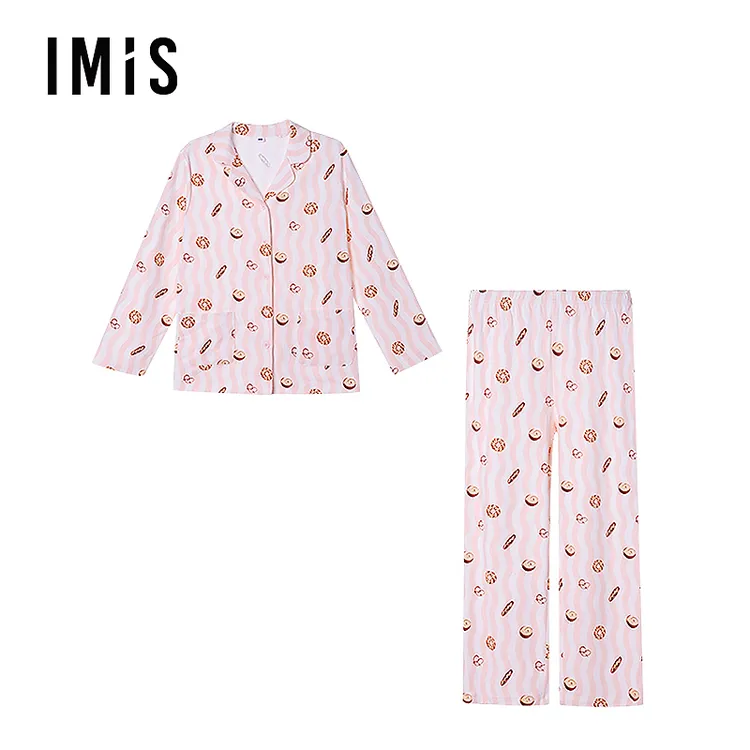 爱美丽暖暖甜品双面布翻领开衫长袖上衣长裤家居服套装IM46CGA1