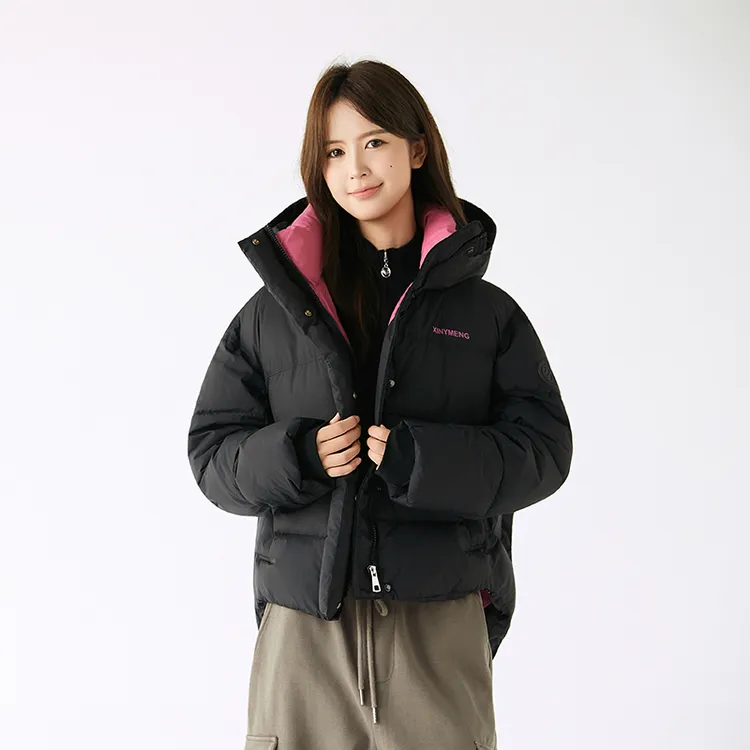 纯色连帽短款黑金休闲女款情侣潮流防风立领棉服宽松加厚保暖棉衣