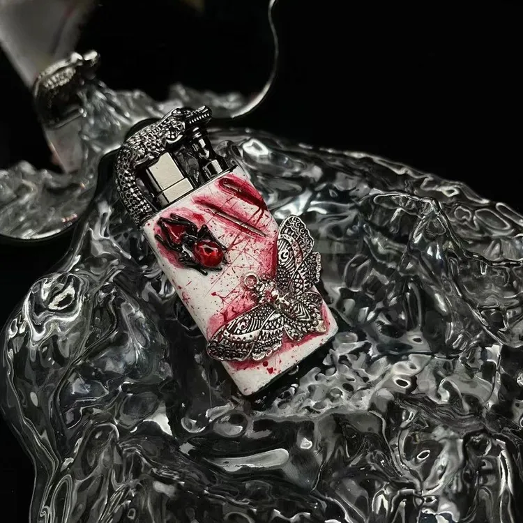 网红鳄鱼爆款双火手作充气打火机火焰明火创意个性男友礼物直冲