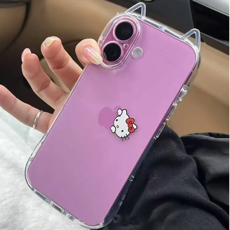小蛮腰猫耳凯蒂脑袋适用苹果165promax手机壳iPhone234女xr78plus