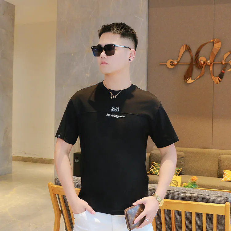 【KAER】春夏新品欧时尚刺绣个性修身百搭T恤圆领男士欧货男装短袖
