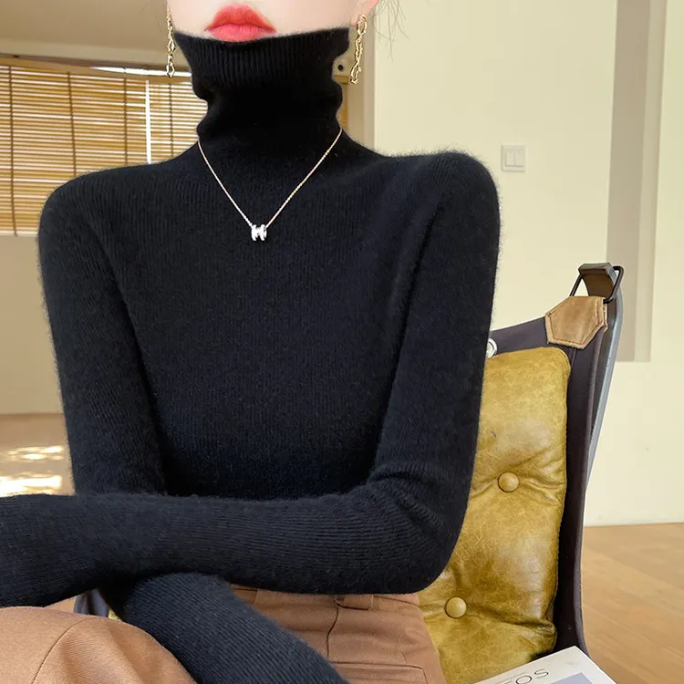 一线成衣无缝高领打底衫女士内搭秋冬修身加厚堆堆领针织显瘦毛衣