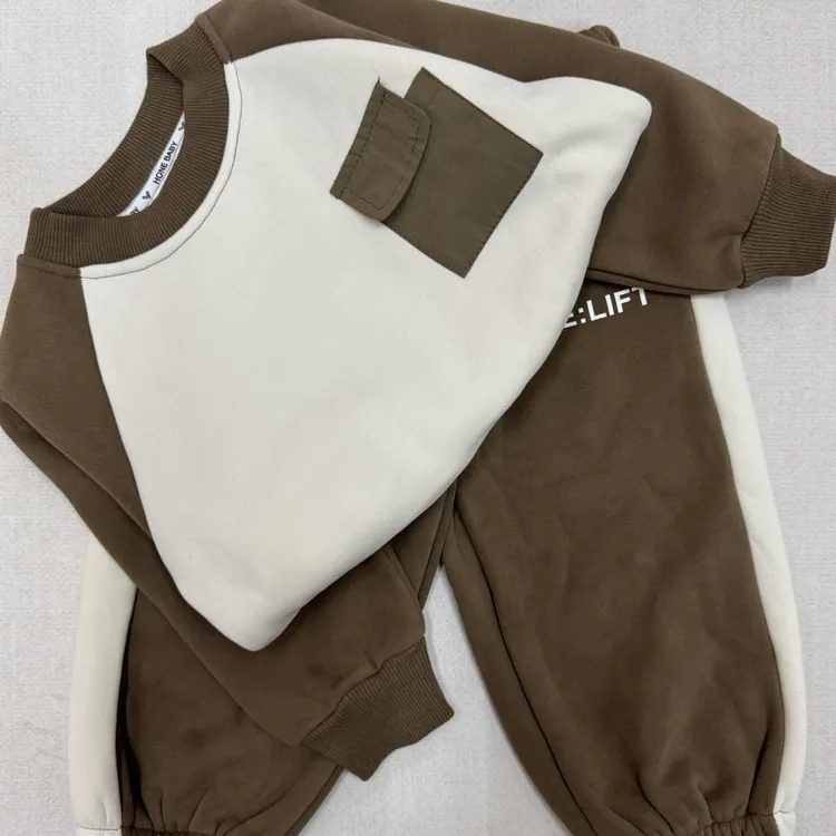 男女童一体绒卫衣小童卫裤洋气韩版休闲套装加厚加绒