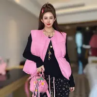 秋冬韩版圆领羽绒马夹女士轻薄百搭时尚纯色保暖马甲宽松休闲外套
