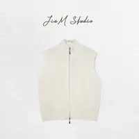 Jinmstudio丨【休闲暖意】无袖羊毛拉链门襟针织开衫602501A5508