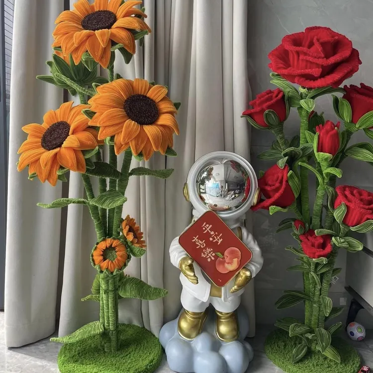 落地巨型玫瑰扭扭棒手工diy自制材料向日葵闺蜜礼物客厅摆件G645