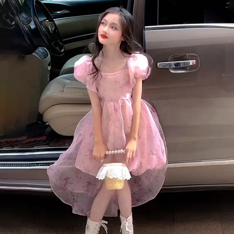 儿童服装夏季女童适用8周岁以上95%及以上聚酯纤维面料公主风格短