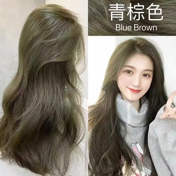 【买1送1】免漂亚麻青棕色染发膏流行色显白闷青色青棕灰染发栗棕色