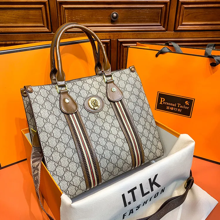 轻奢真皮女包2025新款洋气大容量手提托特包高级感印花单肩斜挎包