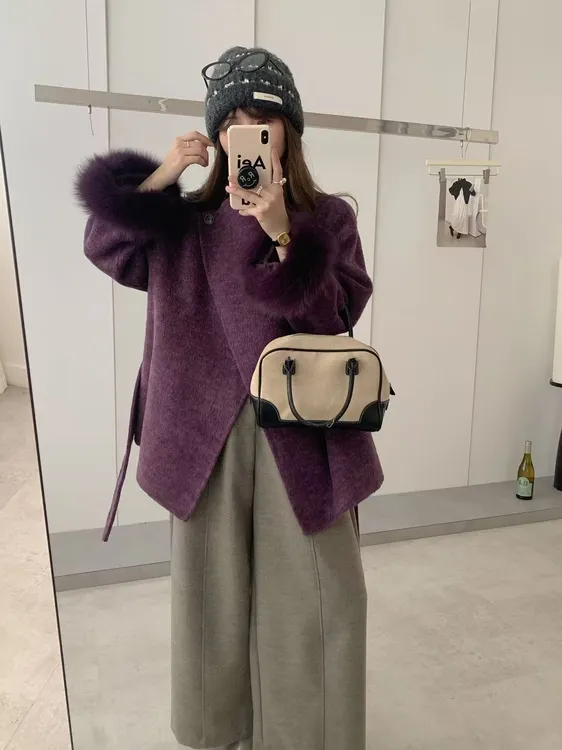 2025毛袖口双面羊毛呢大衣秋冬气质新款外套女装千金风中长款短