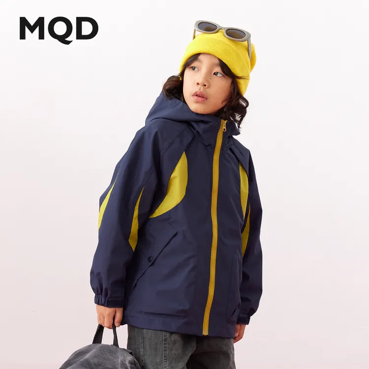 MQD男童25秋新款户外露营登山服轻量化撞色连帽外套DC5310802