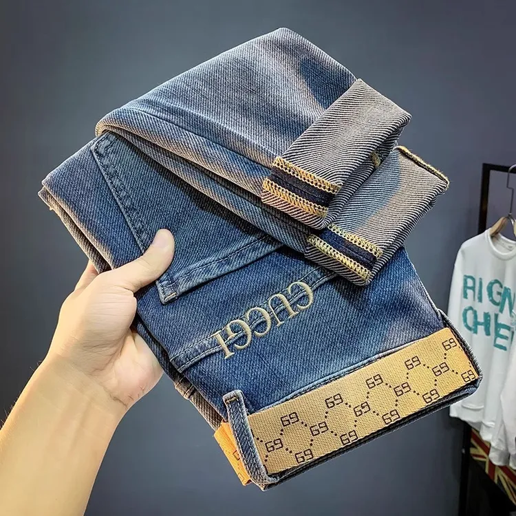 GS高端男士牛仔裤夏季2025新款潮牌弹力微哈伦修身百搭薄款休闲裤