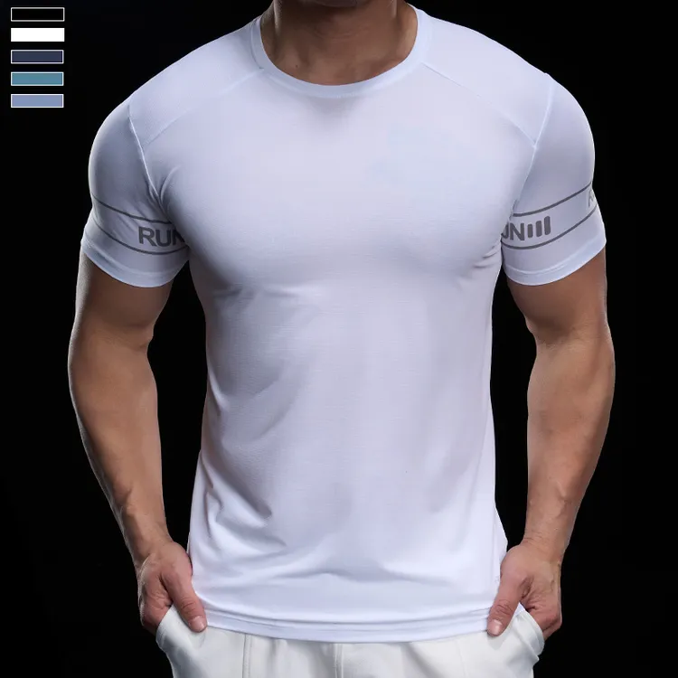 霸道肌肉 新款春夏季男士跑步训练运动健身速干短袖t恤上衣休闲男