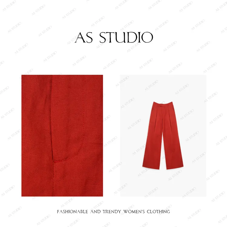 【AS红艳艳】25新极简纯色时尚百搭亚麻休闲西裤AS25XXXK00711