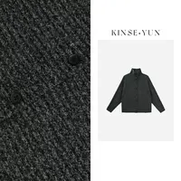 KINSE YUN『坑条开衫』绵羊毛蝙蝠袖高领松弛感高领开衫QD1522