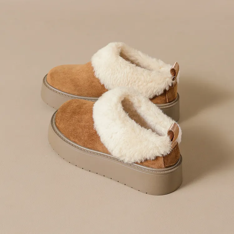 李一一【超暖增高鞋】厚底加绒加厚毛毛雪地靴女东北冬保暖短筒靴子