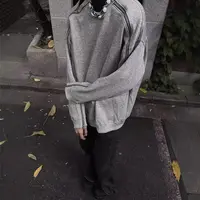 C11#某饱121！美式高街拉链设计感圆领卫衣男女宽松百搭打底上衣